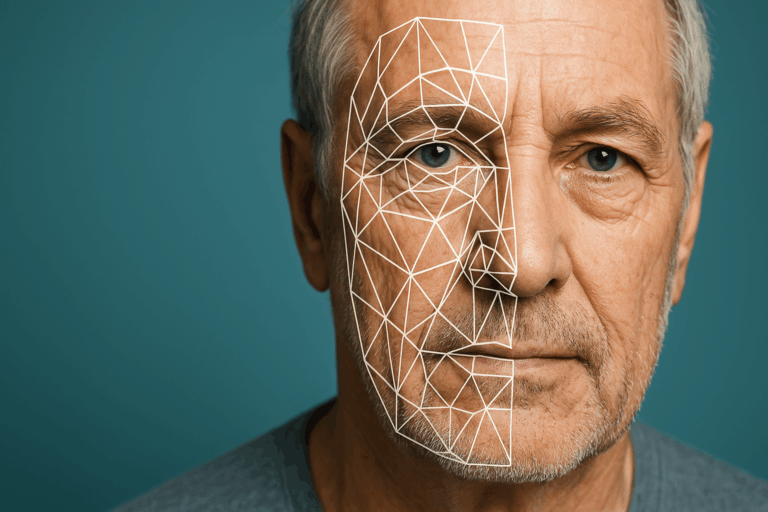 a man with lines drawn on his face